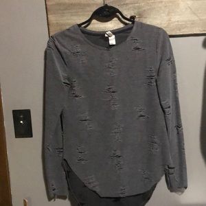 H&M Divided distressed high low shirt